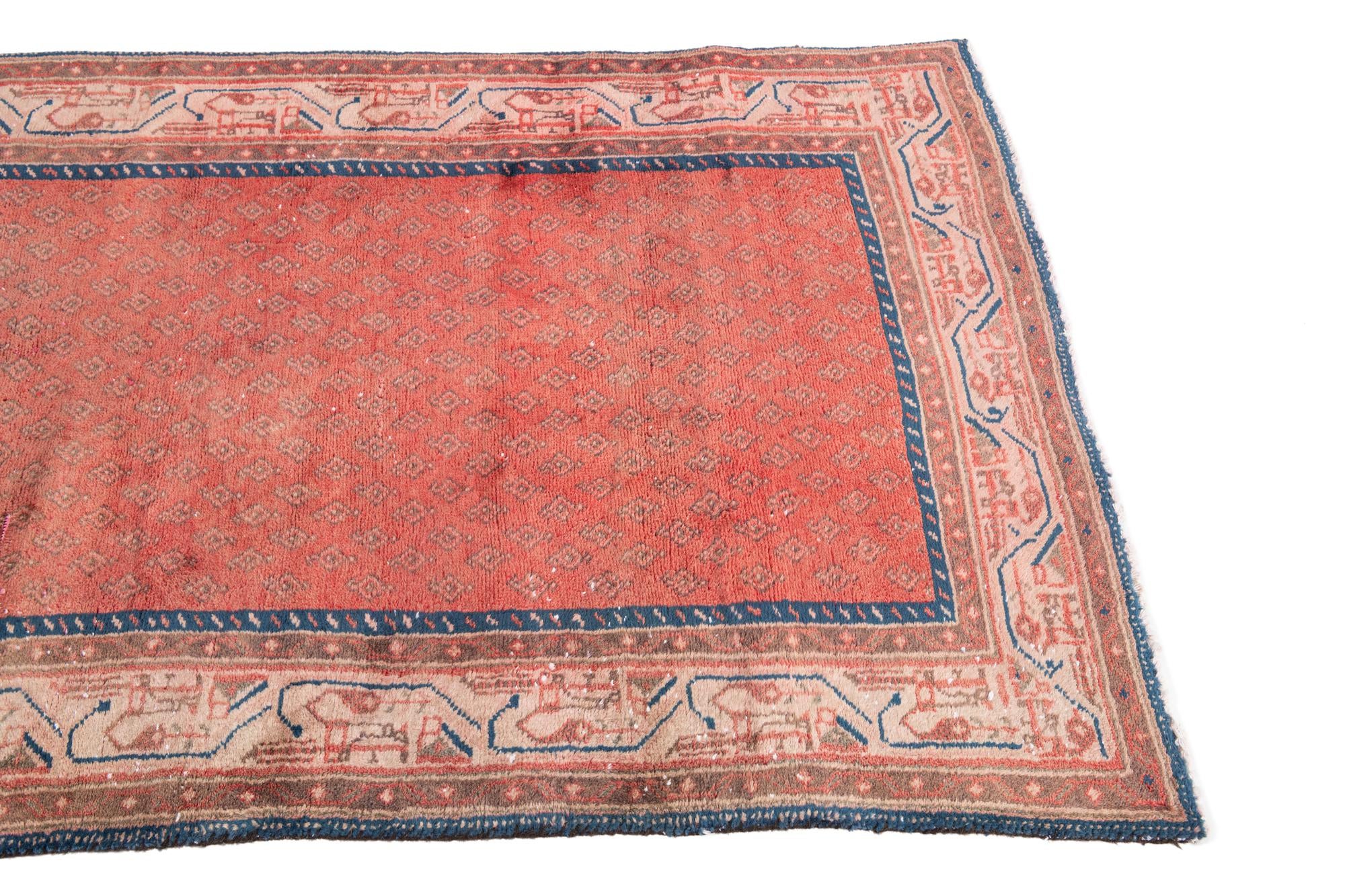3' 2 x 10' 2 Hand Knotted Ultra Vintage Persian Wool Runner Rug