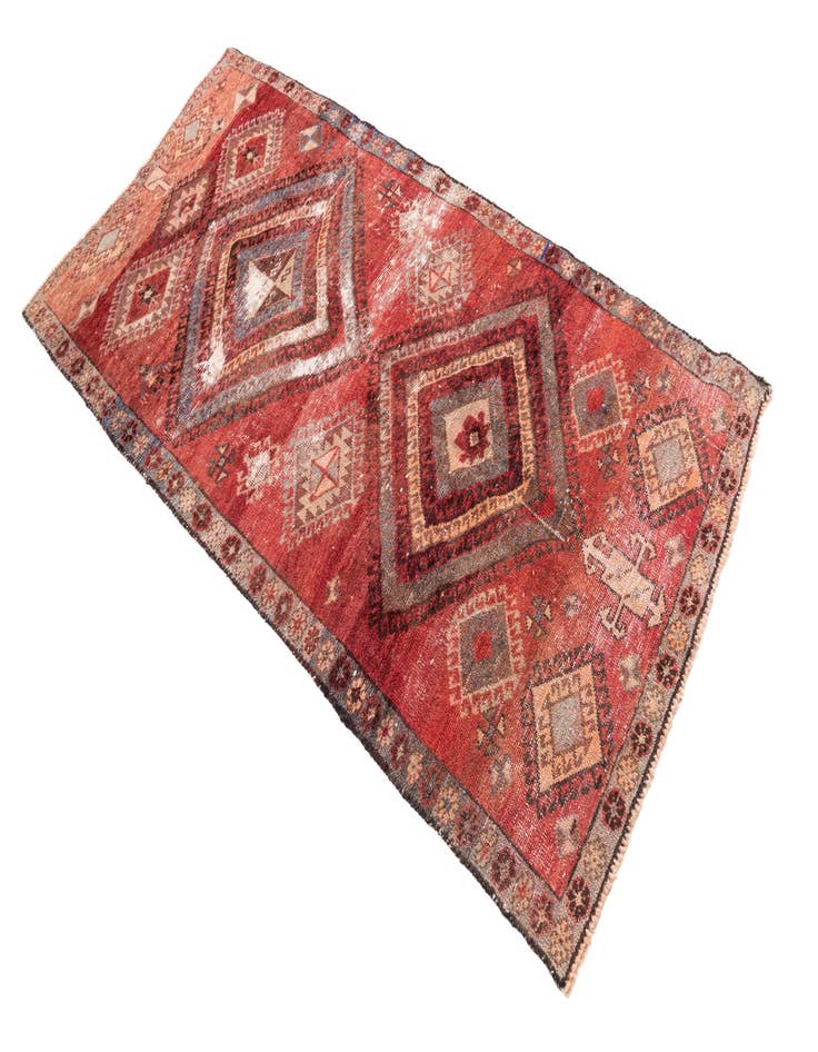 Detail image of 3' 3 x 6' 9  Hand Knotted Ultra Vintage Persian Wool Runner Rug