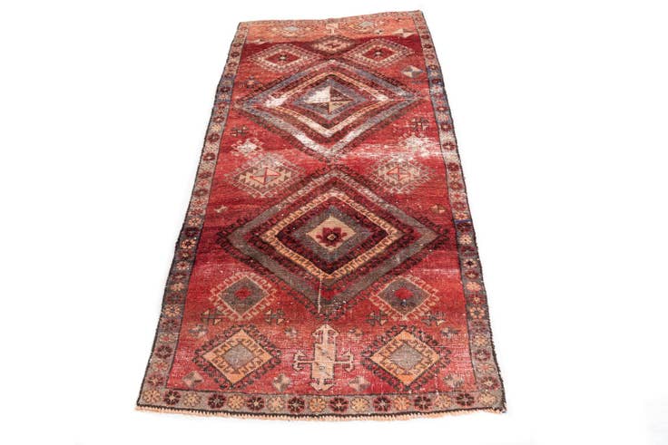 Detail image of 3' 3 x 6' 9 Hand Knotted Ultra Vintage Persian Wool Runner Rug