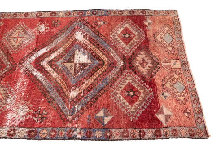 3' 3 x 6' 9 Hand Knotted Ultra Vintage Persian Wool Runner Rug