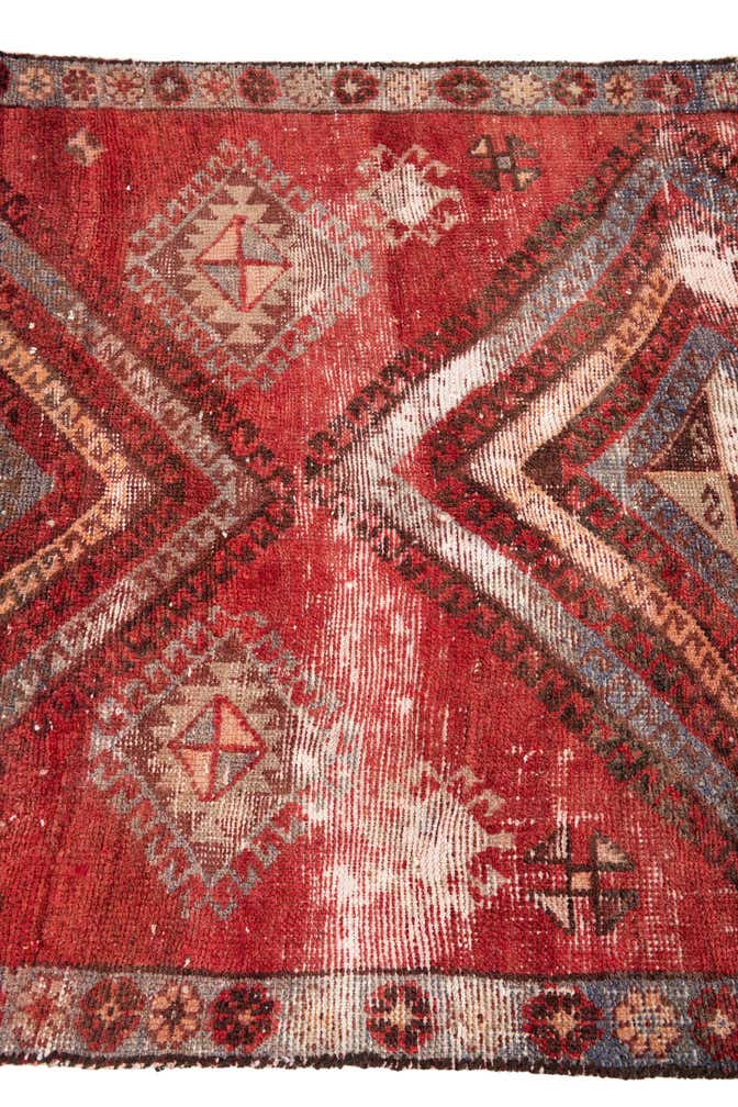 3' 3 x 6' 9 Hand Knotted Ultra Vintage Persian Wool Runner Rug