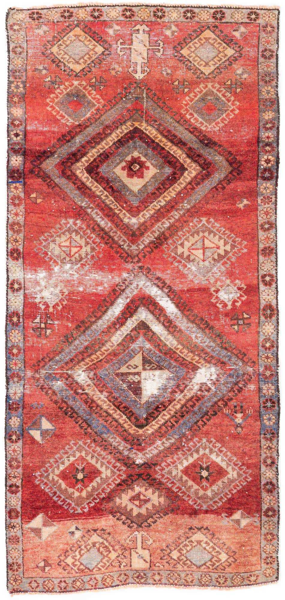 3' 3 x 6' 9 Hand Knotted Ultra Vintage Persian Wool Runner Rug