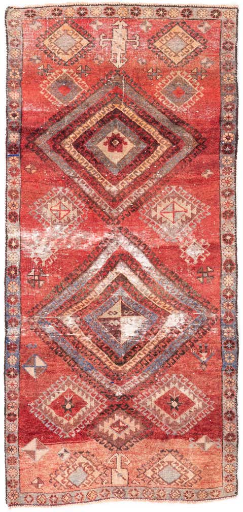 3' 3 x 6' 9 Hand Knotted Ultra Vintage Persian Wool Runner Rug