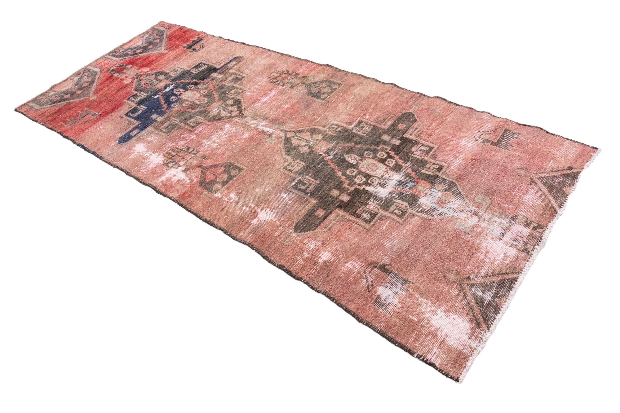 3' 6 x 8' 5 Hand Knotted Ultra Vintage Persian Wool Runner Rug