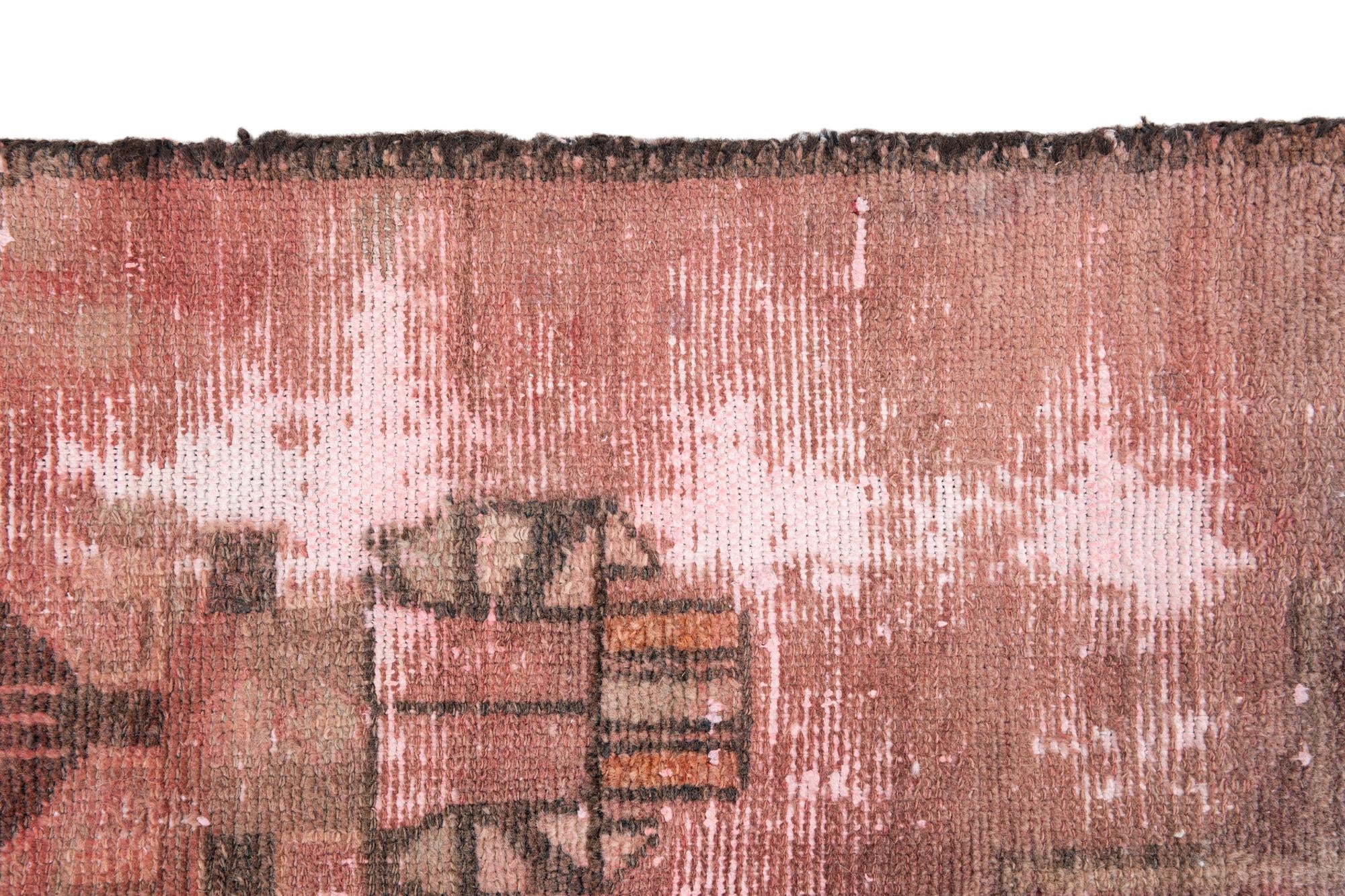 3' 6 x 8' 5 Hand Knotted Ultra Vintage Persian Wool Runner Rug