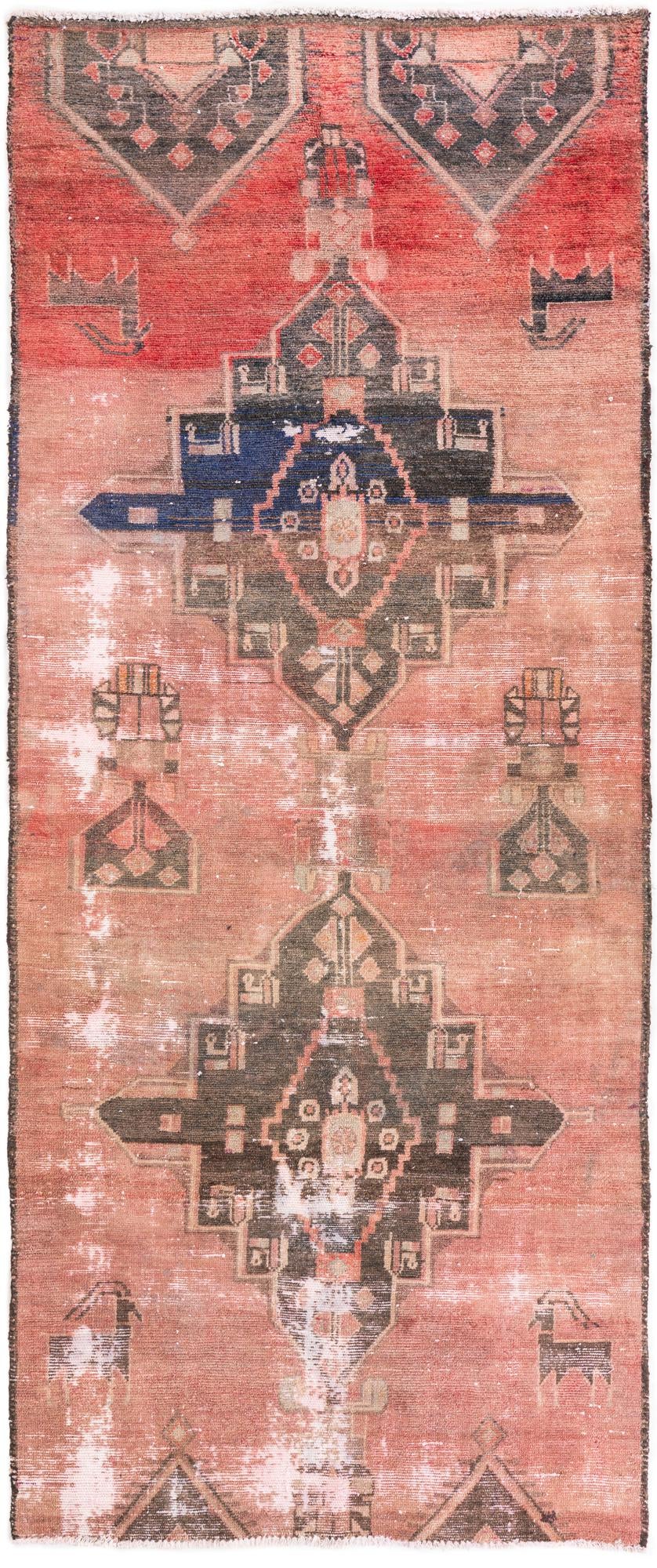 3' 6 x 8' 5 Hand Knotted Ultra Vintage Persian Wool Runner Rug