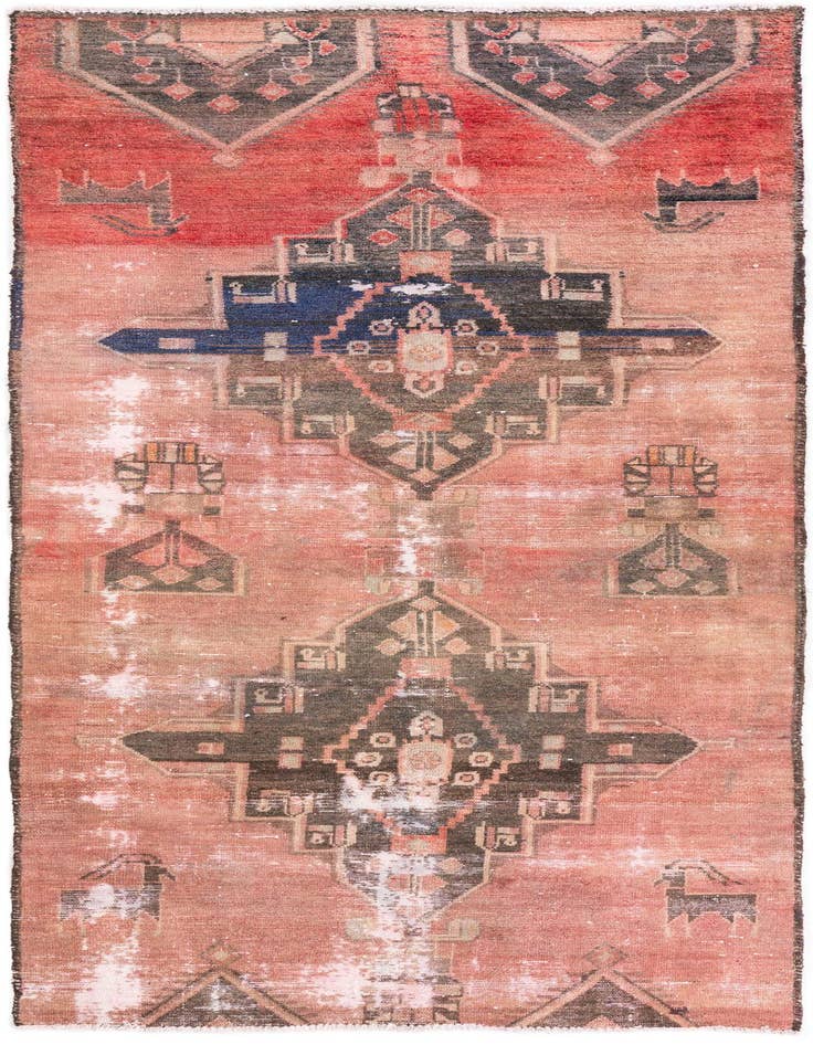 Detail image of 3' 6 x 8' 5 Hand Knotted Ultra Vintage Persian Wool Runner Rug