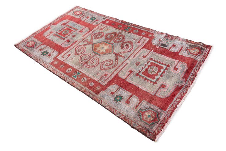 Detail image of 3' 2 x 5' 9 Hand Knotted Ultra Vintage Persian Wool Runner Rug