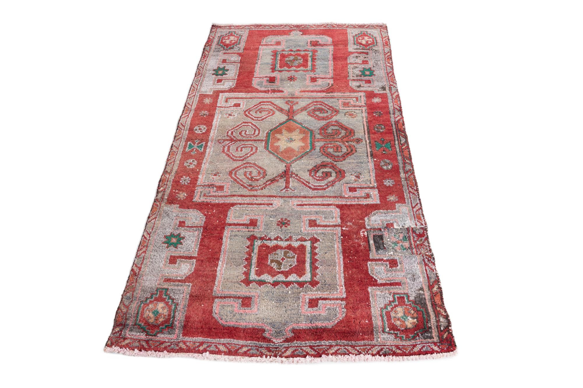 3' 2 x 5' 9 Hand Knotted Ultra Vintage Persian Wool Runner Rug