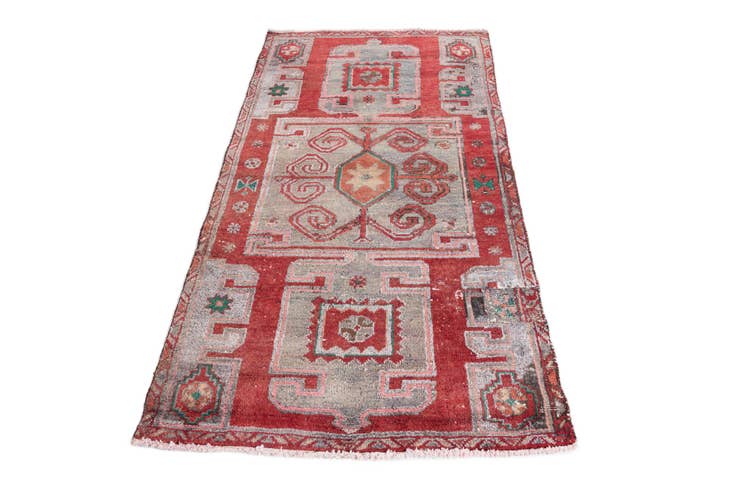 Detail image of 3' 2 x 5' 9 Hand Knotted Ultra Vintage Persian Wool Runner Rug