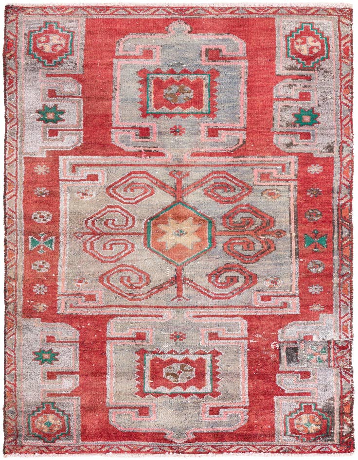 Detail image of 3' 2 x 5' 9 Hand Knotted Ultra Vintage Persian Wool Runner Rug