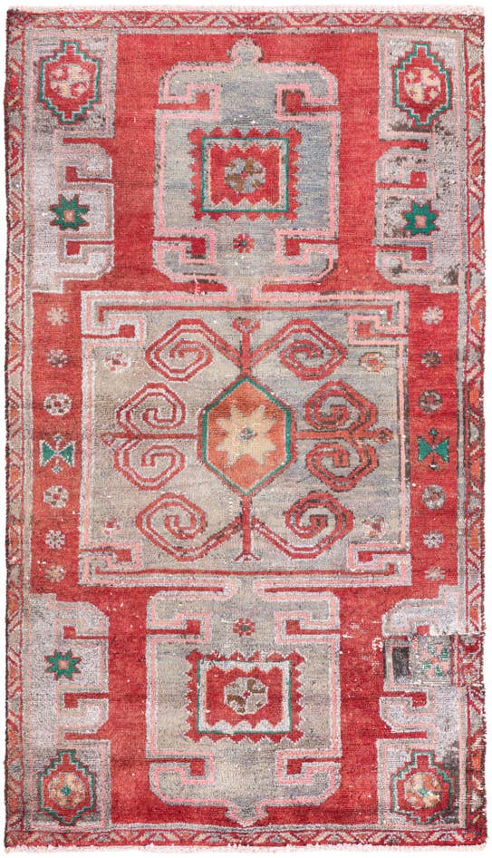 Detail image of 3' 2 x 5' 9 Hand Knotted Ultra Vintage Persian Wool Runner Rug