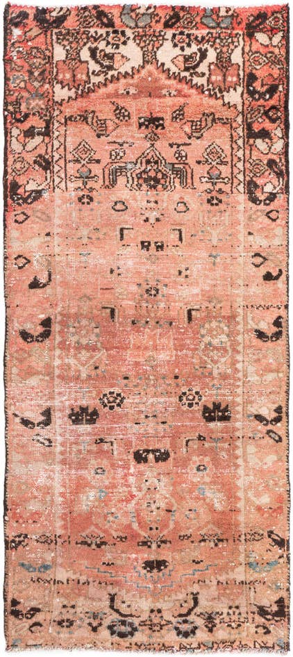Detail image of 2' 8 x 6' 1 Hand Knotted Ultra Vintage Persian Wool Runner Rug
