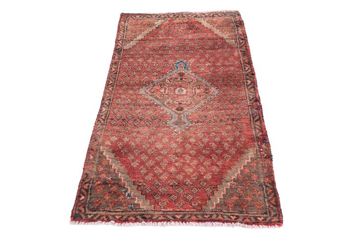 Detail image of 2' 7 x 4' 5 Hand Knotted Ultra Vintage Persian Wool Runner Rug