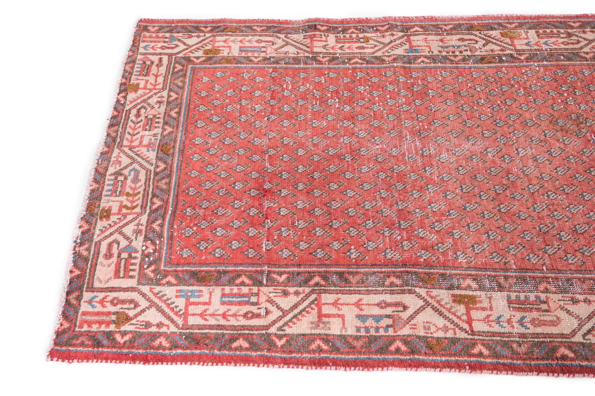 3' 5 x 9' 9 Hand Knotted Ultra Vintage Persian Wool Runner Rug