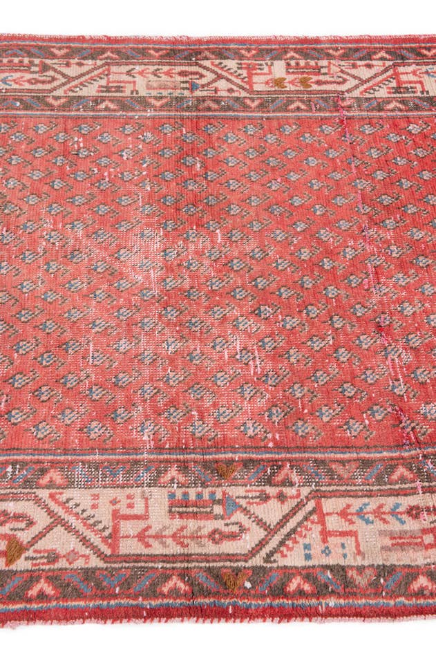 Detail image of 3' 5 x 9' 9 Hand Knotted Ultra Vintage Persian Wool Runner Rug