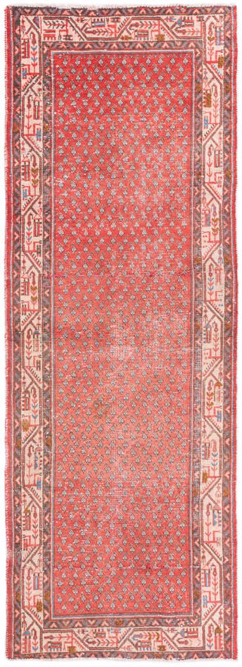 Detail image of 3' 5 x 9' 9 Hand Knotted Ultra Vintage Persian Wool Runner Rug