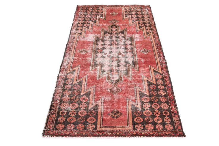 Detail image of 3' 4 x 6' Hand Knotted Ultra Vintage Persian Wool Runner Rug