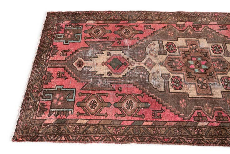 Detail image of 3' 2 x 6' 4 Hand Knotted Ultra Vintage Persian Wool Runner Rug