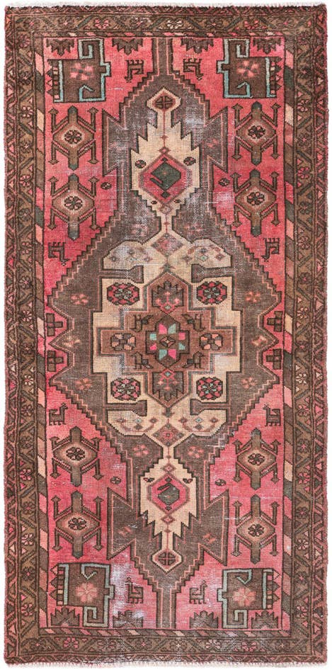 Detail image of 3' 2 x 6' 4 Hand Knotted Ultra Vintage Persian Wool Runner Rug