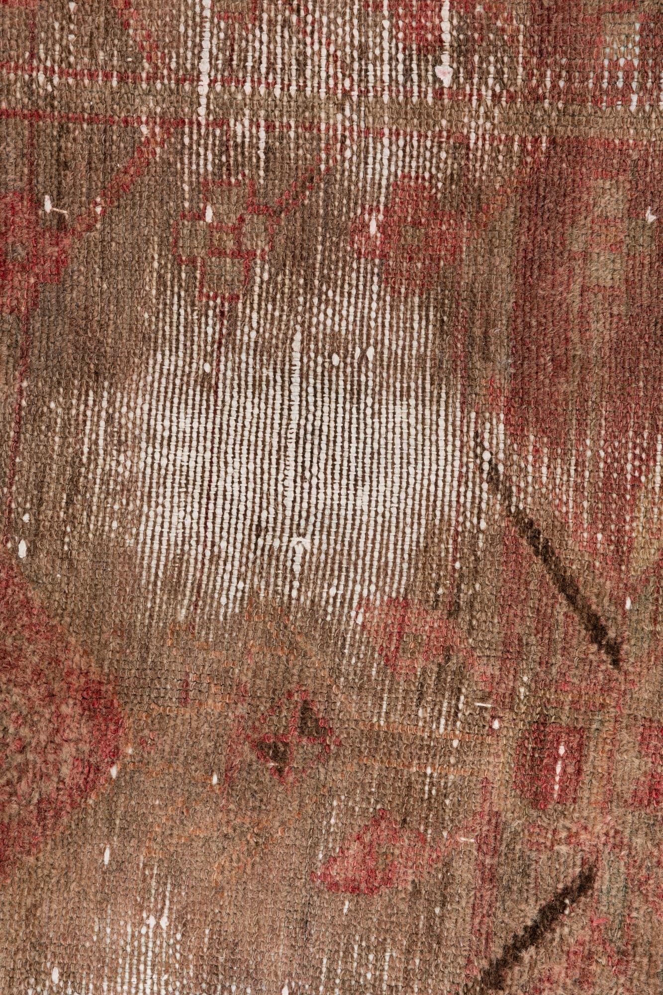 3' 7 x 7' 3 Hand Knotted Ultra Vintage Persian Wool Runner Rug