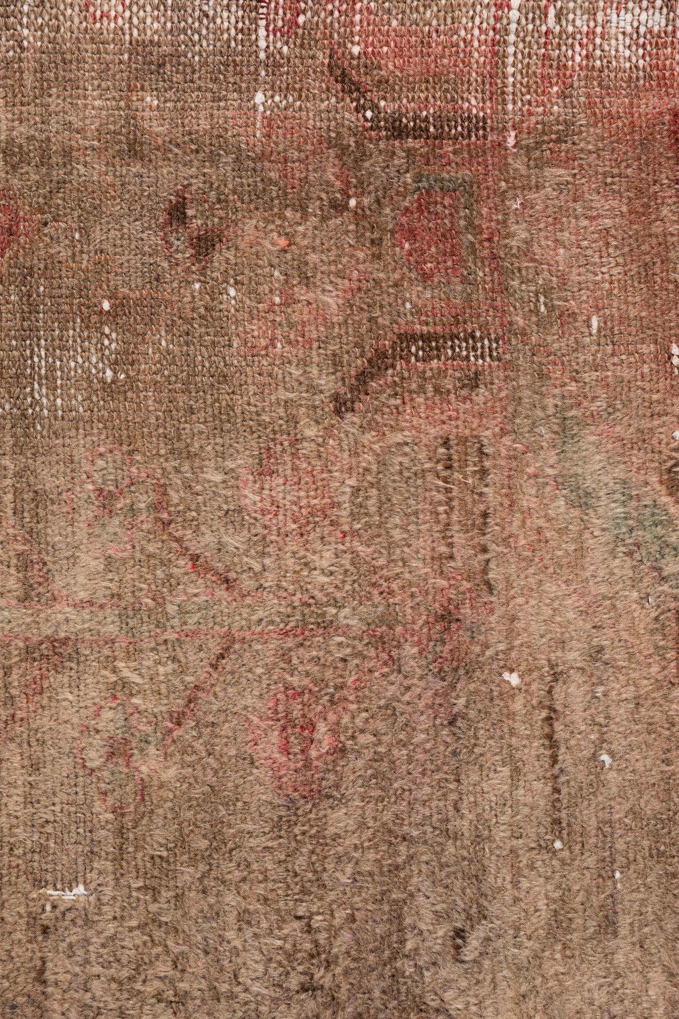 3' 7 x 7' 3 Hand Knotted Ultra Vintage Persian Wool Runner Rug