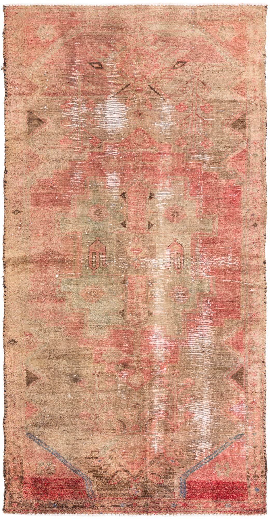 3' 7 x 7' 3 Hand Knotted Ultra Vintage Persian Wool Runner Rug