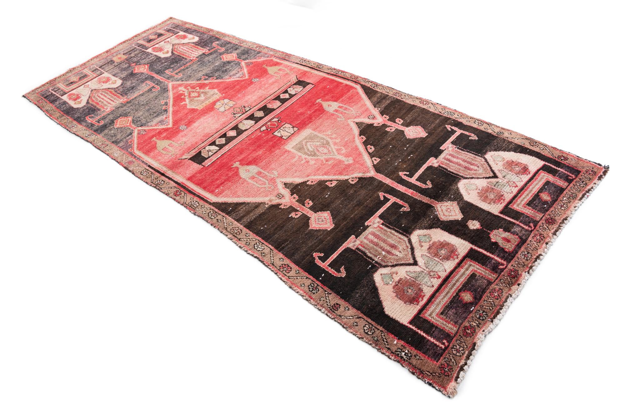3' 9 x 9' Hand Knotted Ultra Vintage Persian Wool Runner Rug