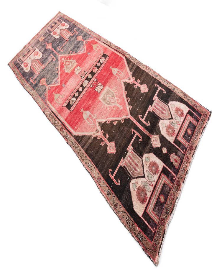 Detail image of 3' 9 x 9'  Hand Knotted Ultra Vintage Persian Wool Runner Rug