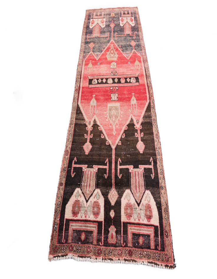 Detail image of 3' 9 x 9'  Hand Knotted Ultra Vintage Persian Wool Runner Rug