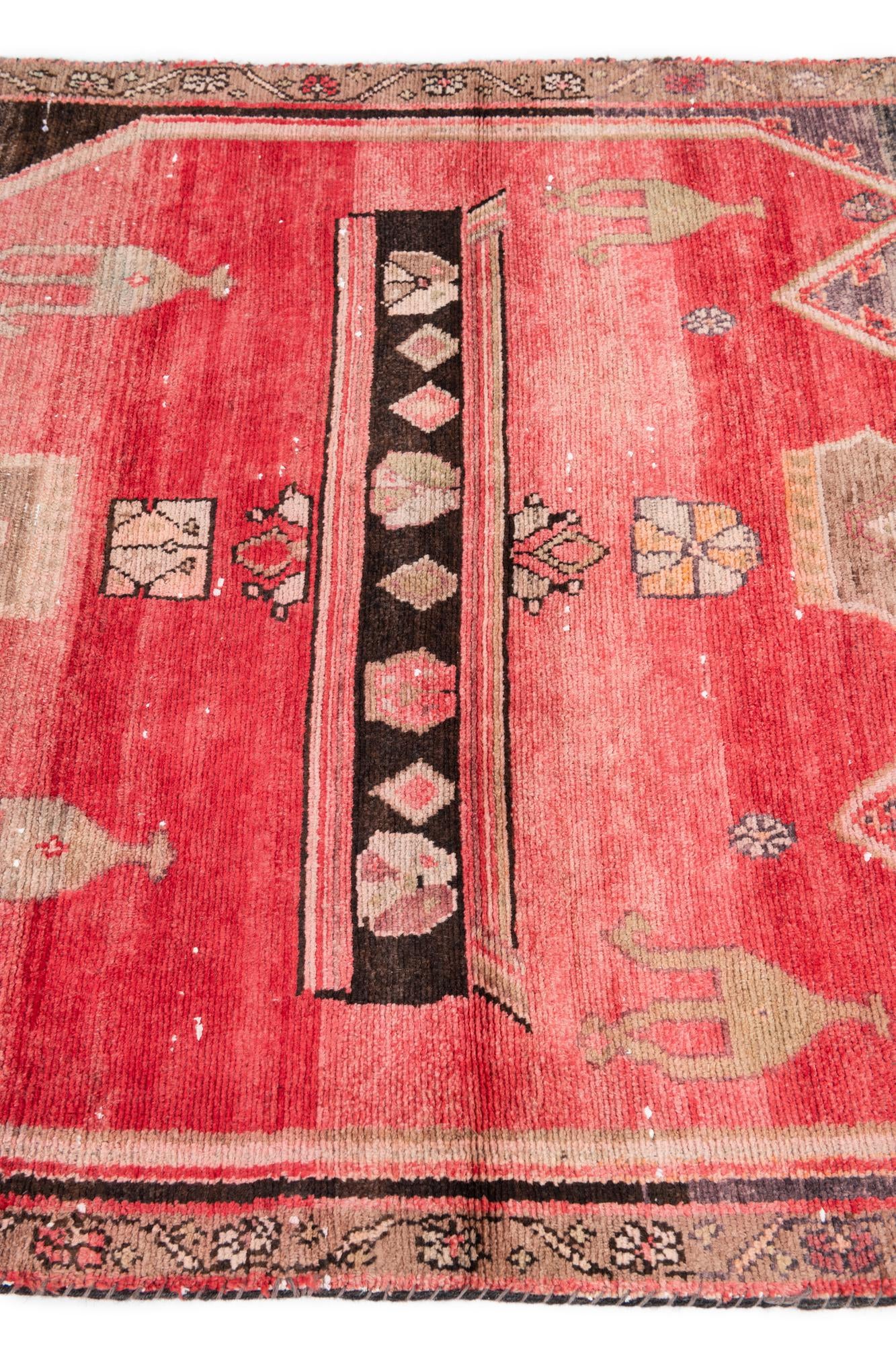 3' 9 x 9' Hand Knotted Ultra Vintage Persian Wool Runner Rug