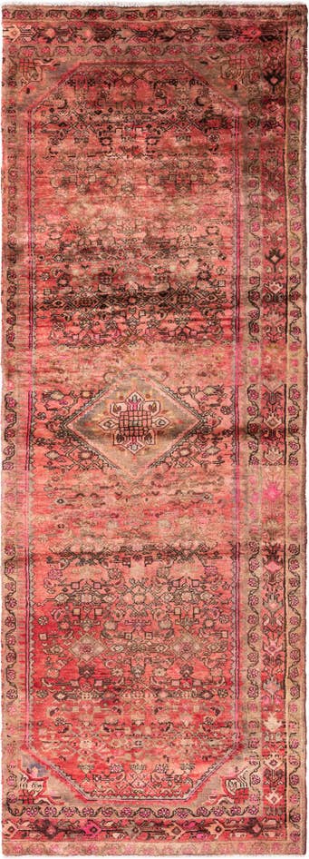 Detailfoto van 115cm x 320cm Handgeknoopt Ultra Vintage Perzisch Wol Loper Vloerkleed
