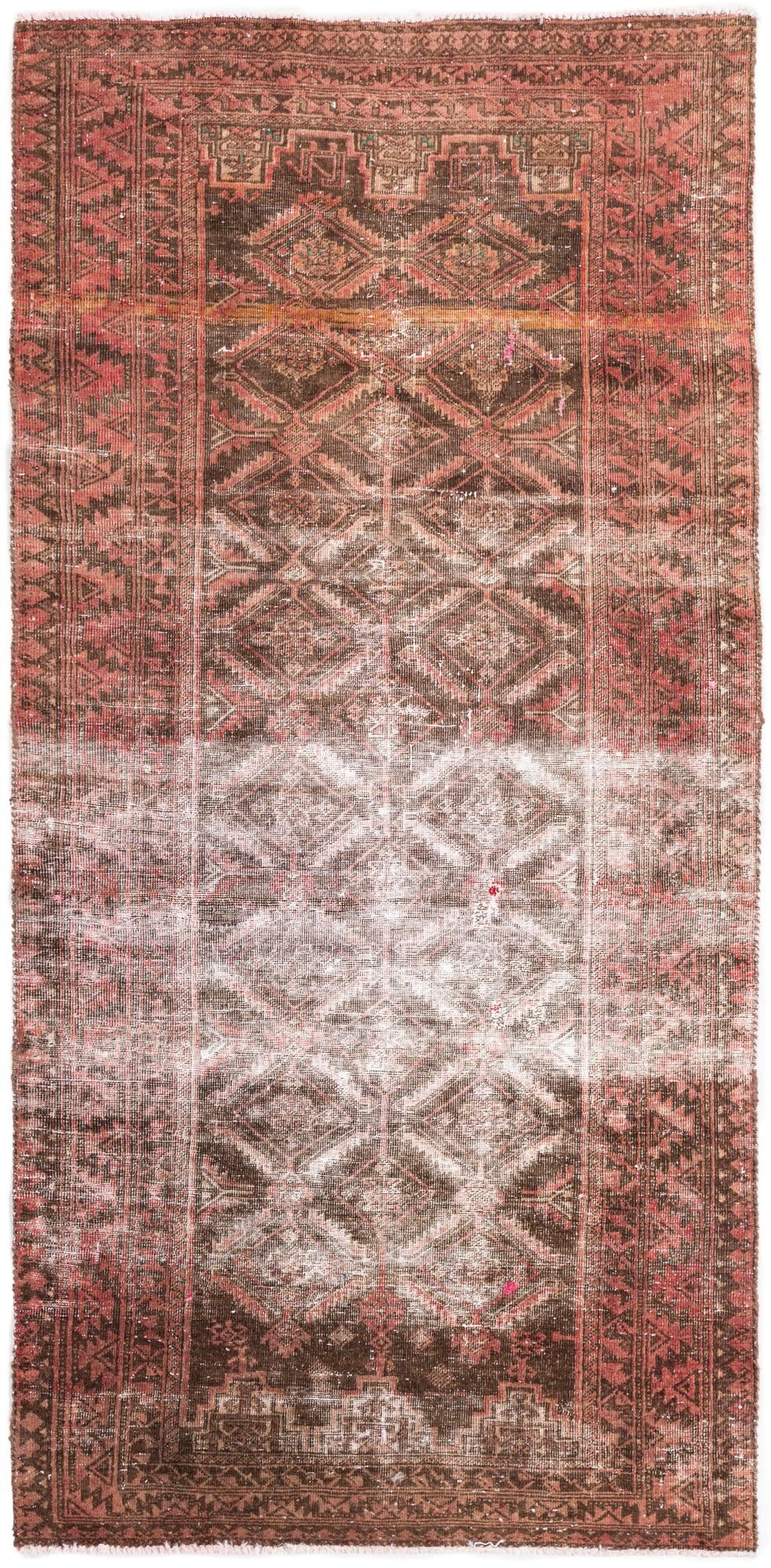 3' 4 x 6' 10 Hand Knotted Ultra Vintage Persian Wool Runner Rug