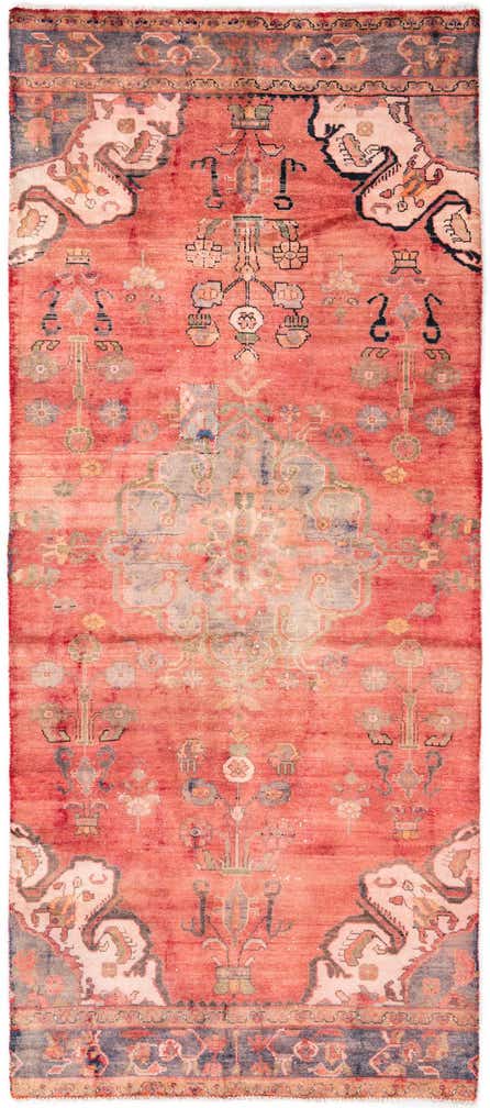 4' 1 x 9' 8 Hand Knotted Ultra Vintage Persian Wool Runner Rug