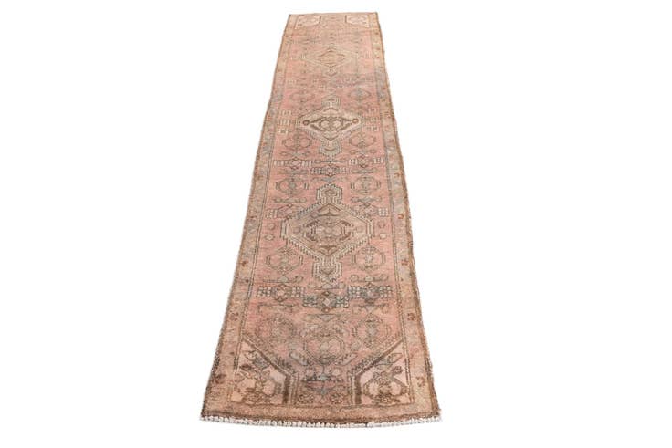 Detail image of 70cm x 310cm anudado a mano Ultra Vintage Alfombra Persa Lana Pasillera