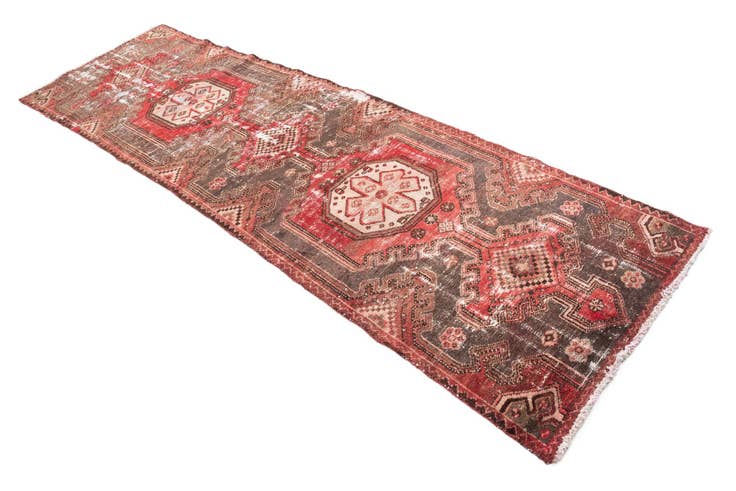 Detail image of 2' 10 x 9' 6 Hand Knotted Ultra Vintage Persian Wool Runner Rug