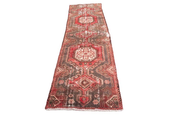 Detail image of 2' 10 x 9' 6 Hand Knotted Ultra Vintage Persian Wool Runner Rug