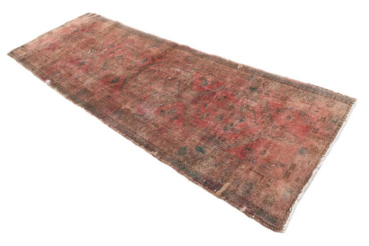 Detail image of 3' 2 x 9' 2 Hand Knotted Ultra Vintage Persian Wool Runner Rug