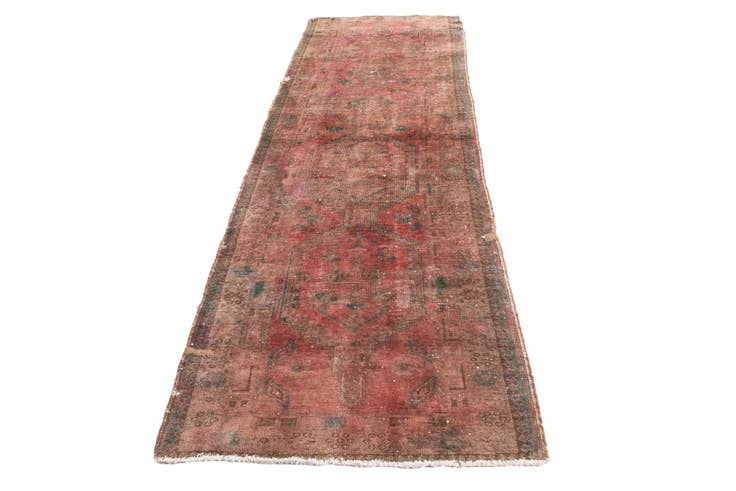 Detail image of 3' 2 x 9' 2 Hand Knotted Ultra Vintage Persian Wool Runner Rug
