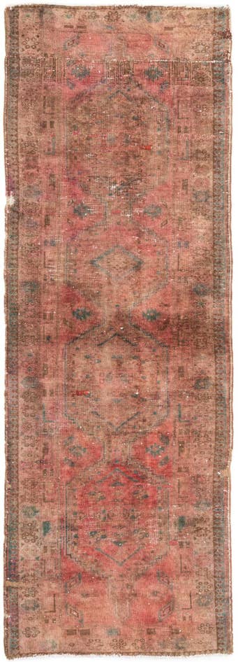 Detail image of 3' 2 x 9' 2 Hand Knotted Ultra Vintage Persian Wool Runner Rug