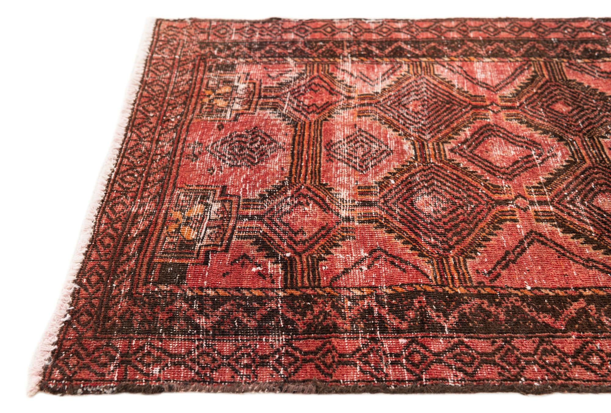 2' 4 x 4' 9 Hand Knotted Ultra Vintage Persian Wool Runner Rug