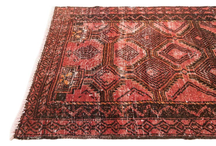 Detail image of 2' 4 x 4' 9 Hand Knotted Ultra Vintage Persian Wool Runner Rug