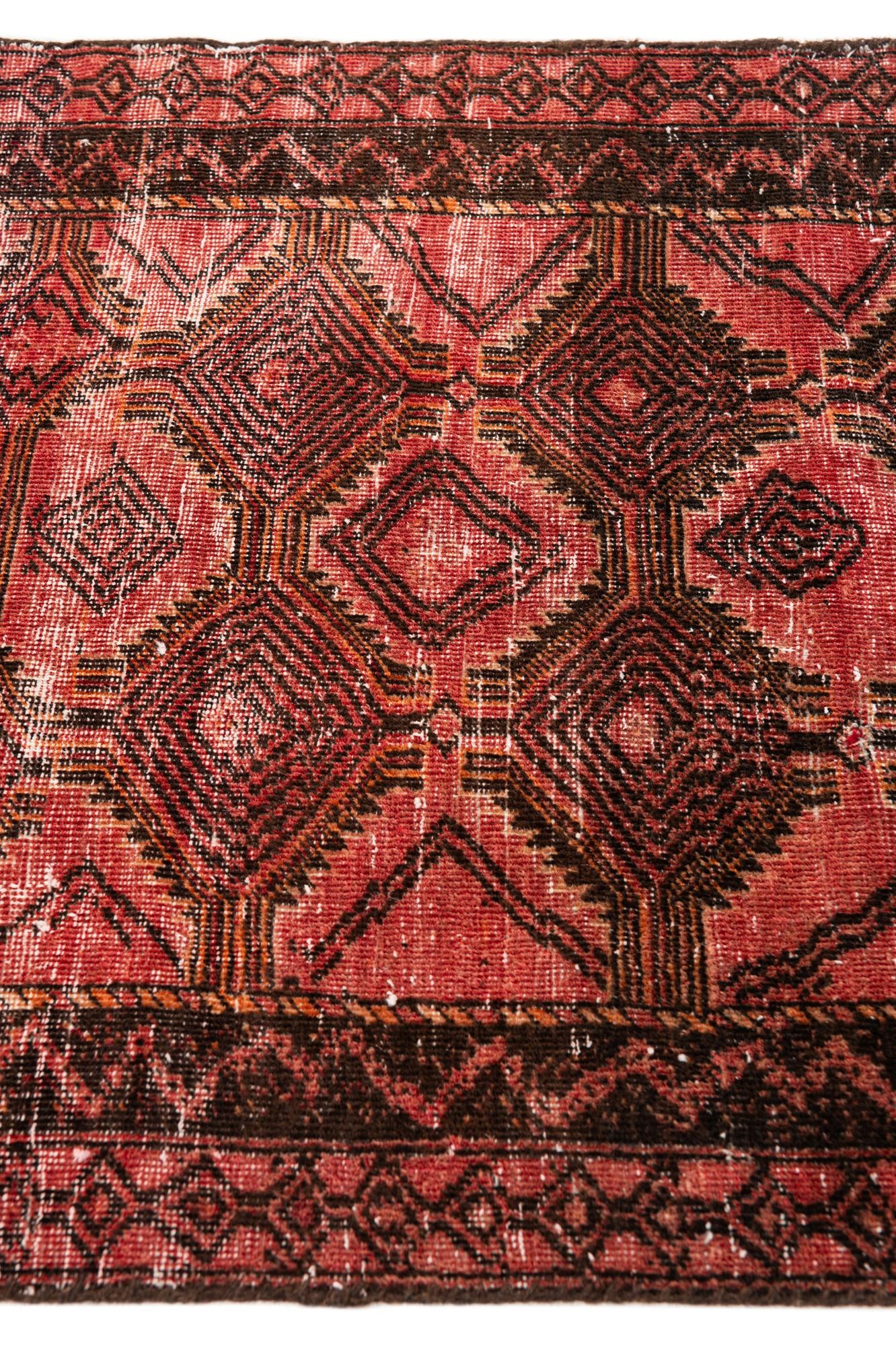 2' 4 x 4' 9 Hand Knotted Ultra Vintage Persian Wool Runner Rug