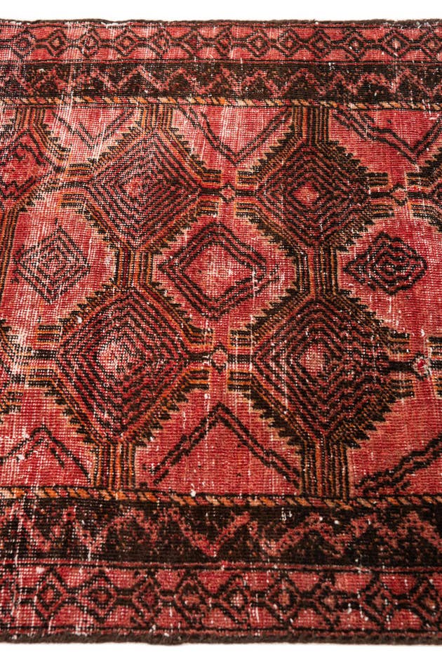 Detail image of 2' 4 x 4' 9 Hand Knotted Ultra Vintage Persian Wool Runner Rug