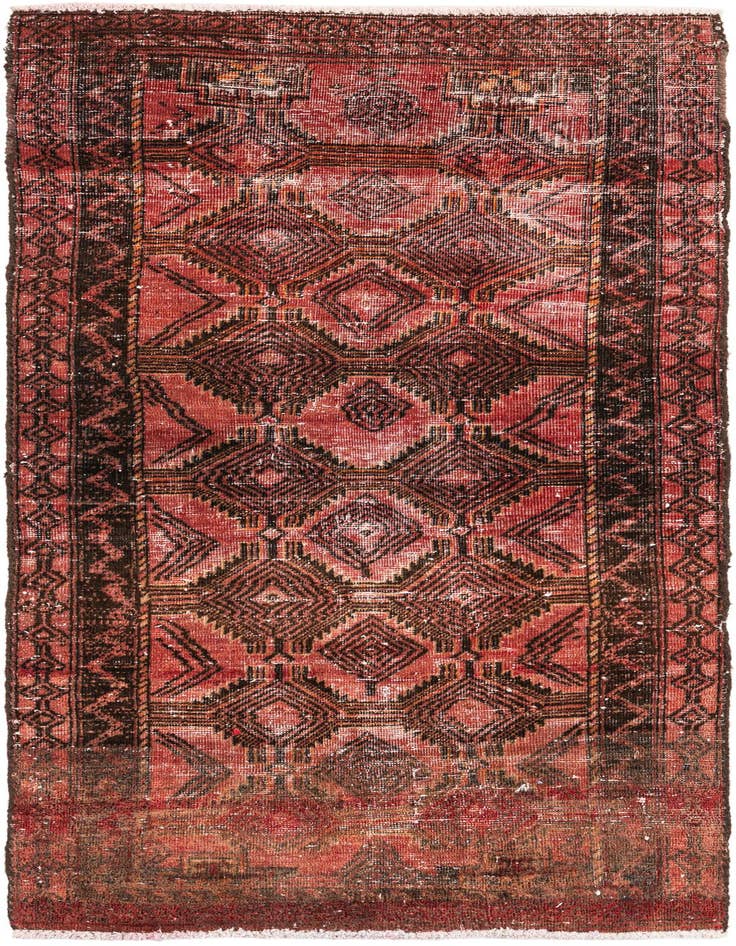 Detail image of 2' 4 x 4' 9 Hand Knotted Ultra Vintage Persian Wool Runner Rug