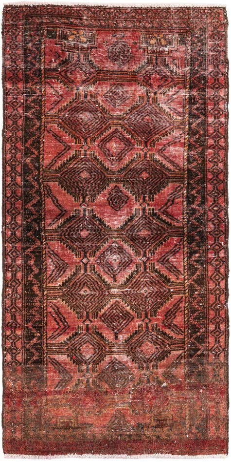 Detail image of 2' 4 x 4' 9 Hand Knotted Ultra Vintage Persian Wool Runner Rug