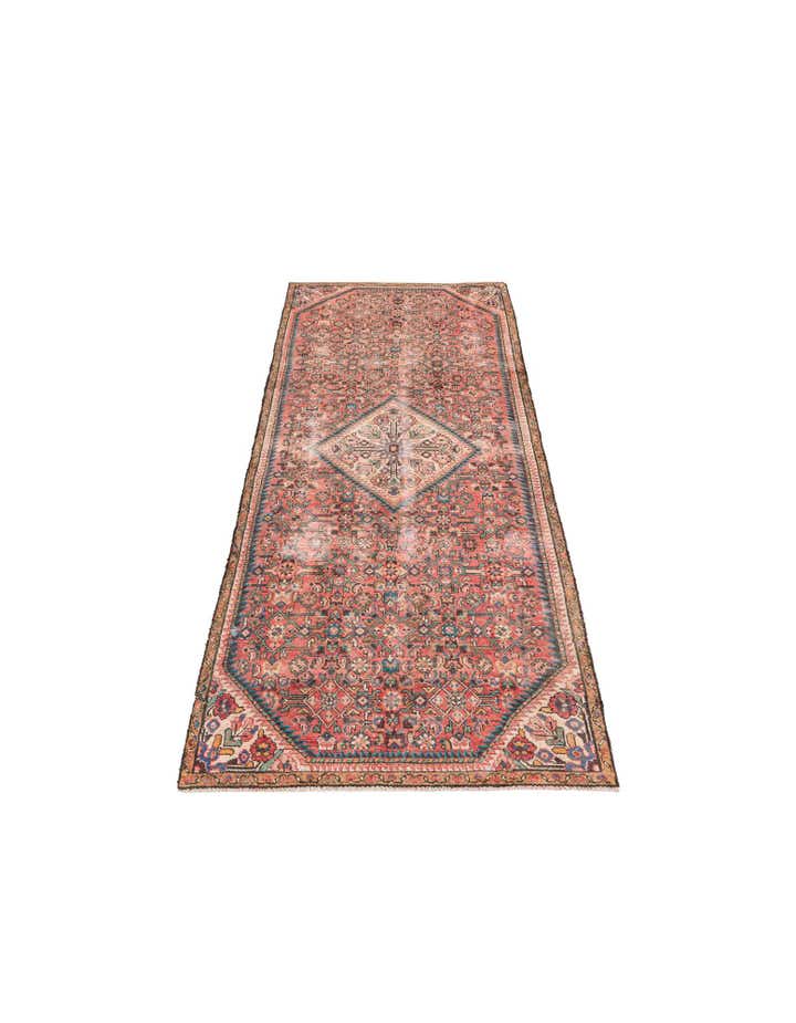 3' 9 x 9' Hand Knotted Ultra Vintage Persian Wool Runner Rug