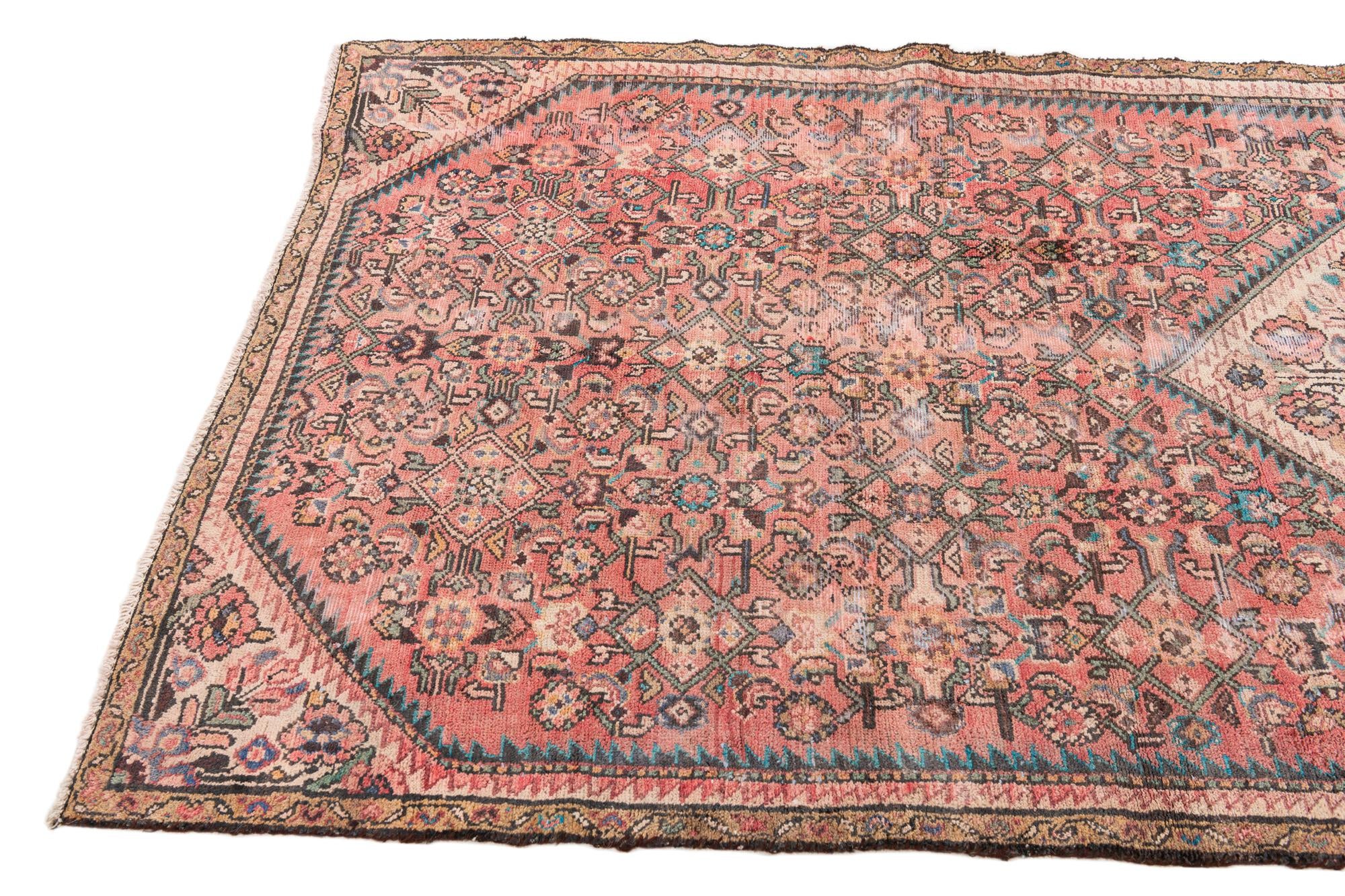 3' 9 x 9' Hand Knotted Ultra Vintage Persian Wool Runner Rug