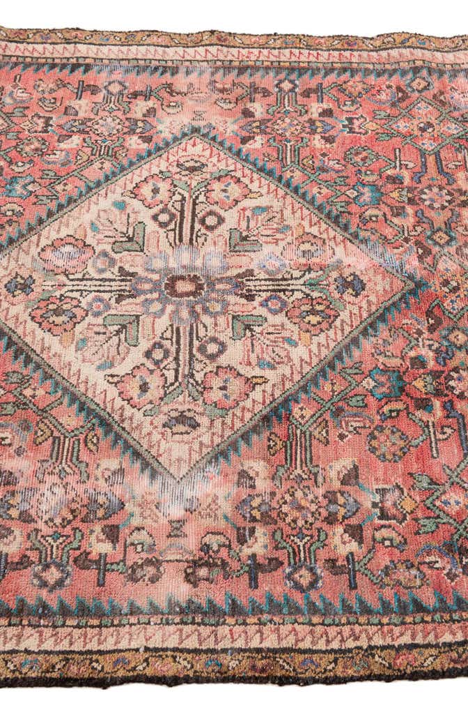 3' 9 x 9' Hand Knotted Ultra Vintage Persian Wool Runner Rug