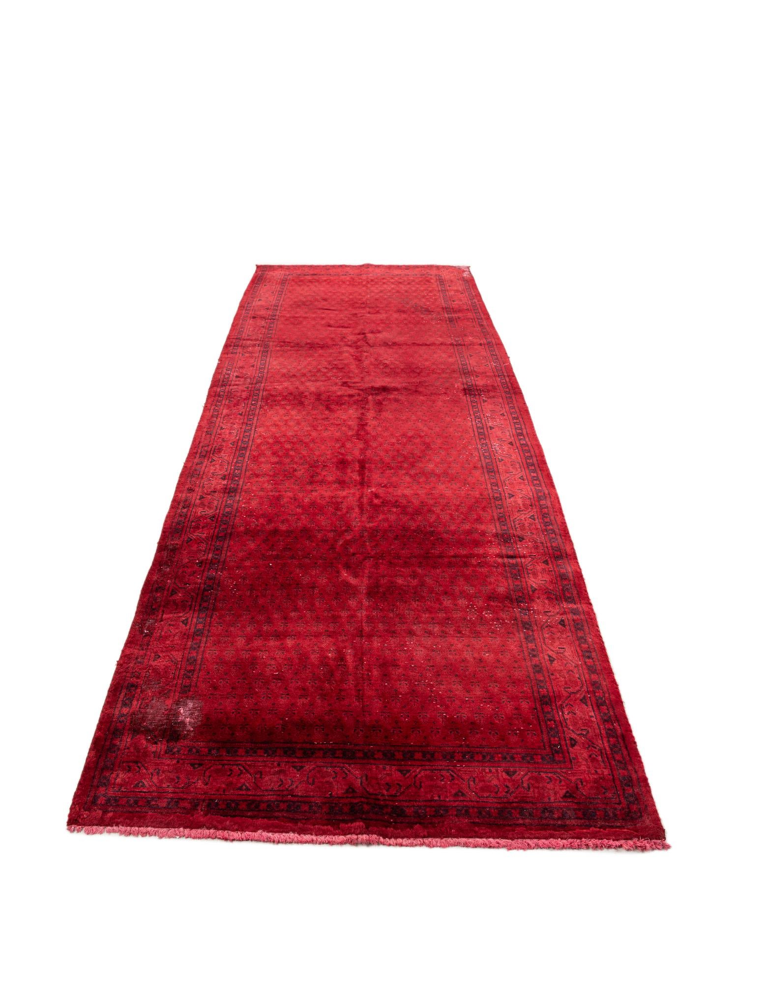 3' 9 x 9' 7 Hand Knotted Ultra Vintage Persian Wool Runner Rug